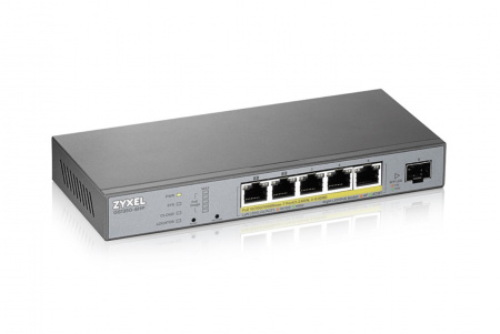 L2 коммутатор PoE+ для IP-видеокамер Zyxel GS1350-6HP, 4xGE PoE+, 1xGE PoE++ (802.3bt), 1xSFP, бюдже Фото
