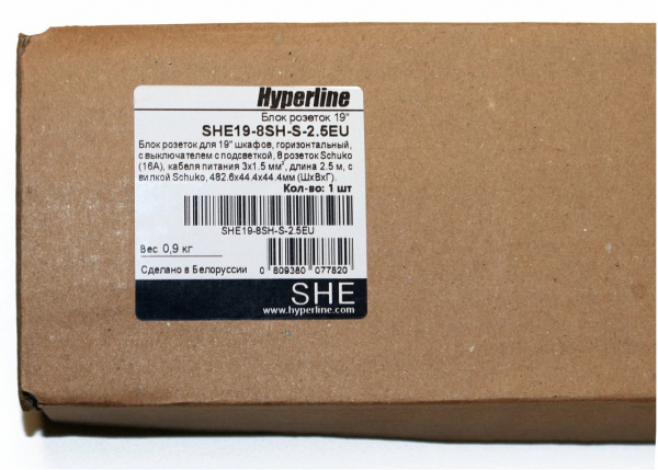 Hyperline SHE19-8SH-S-2.5EU Блок розеток для 19 Hyperline SHE19-8SH-S-2.5EU Блок розеток для 19