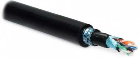 Кабель витая пара Hyperline Cat5e F/UTP, FUTP4-C5E-S24-ARM-OUT-PE/PE-BK, (куски) (24 AWG) Фото