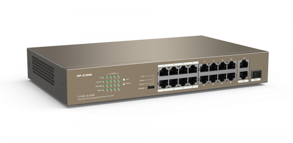 F1118P-16-150W Неуправляемый PoE коммутатор с 16 PoE портами, 2 гигабитными портами и 1 SFP combo портом Фото