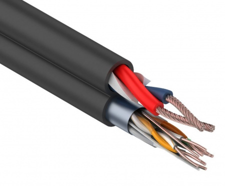 Мульти-кабель Rexant FTP 4PR, 24AWG, CAT5e+2х0,75 мм² (бухта 200 м)  Фото