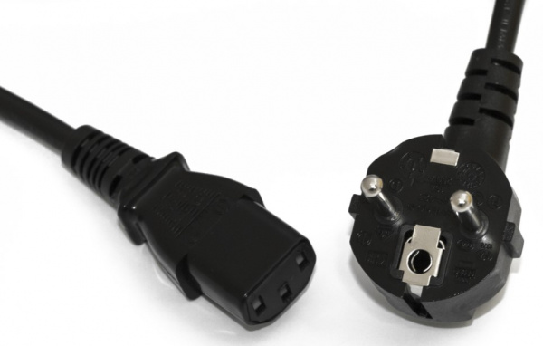 Hyperline PWC-IEC13-SHM-1.8-BK Кабель питания компьютера (Schuko+C13) (3x0.75), 10A, угловая вилка Фото Hyperline PWC-IEC13-SHM-1.8-BK Кабель питания компьютера (Schuko+C13) (3x0.75), 10A, угловая вилка Фото