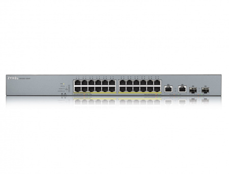 L2 коммутатор PoE+ для IP-видеокамер Zyxel GS1350-26HP, 24xGE PoE+, 2xCombo (SFP/RJ-45), бюджет PoE  Фото