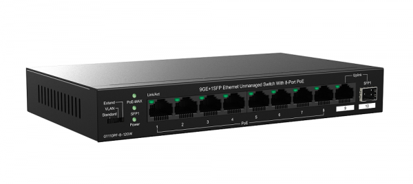 G1110PF-8-120W Неуправляемый коммутатор с 8 портами PoE 9GE+1SFP, Фото