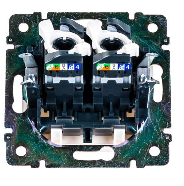 Розетка 2×RJ45 Кат.5e UTP Valena (белая) на захватах Фото Розетка 2×RJ45 Кат.5e UTP Valena (белая) на захватах Фото