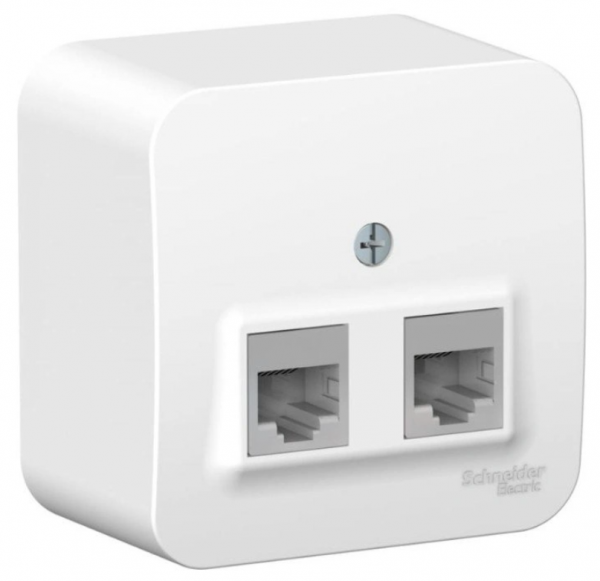 RJ45 BLANCA двойная, кат. 5Е, белый. Розетка компьютерная с изолированной пластиной Фото RJ45 BLANCA двойная, кат. 5Е, белый. Розетка компьютерная с изолированной пластиной Фото
