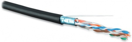 Кабель витая пара Hyperline Cat5e F/UTP, FUTP4-C5E-S24-OUT-LSZH-BK-500, (24 AWG) (500 м) Фото