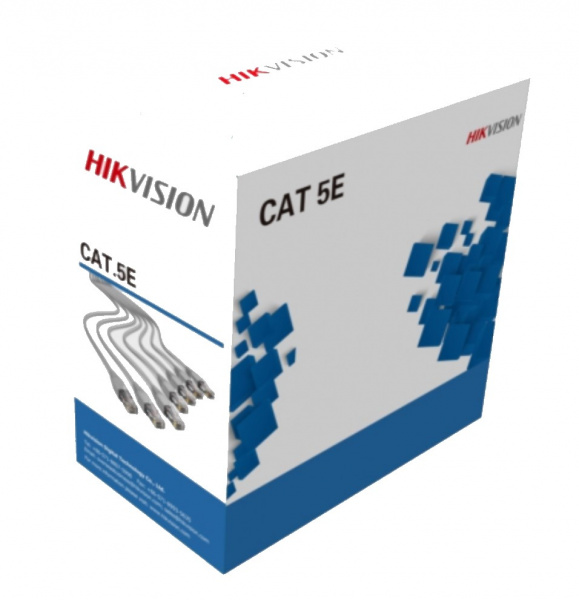 Кабель Hikvision UTP DS-1LN5E-E/E, CAT5e, 24AWG, бухта 305м для внутренней прокладки Фото