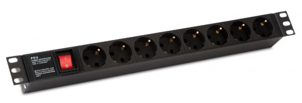 Hyperline SHE19-8SH-S-IEC Блок розеток для 19 Hyperline SHE19-8SH-S-IEC Блок розеток для 19