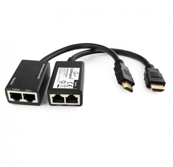 Удлинитель HDMI по витой паре до 30м Cablexpert DEX-HDMI-01, HD19Mx2/RJ45Fx2 Фото Удлинитель HDMI по витой паре до 30м Cablexpert DEX-HDMI-01, HD19Mx2/RJ45Fx2 Фото
