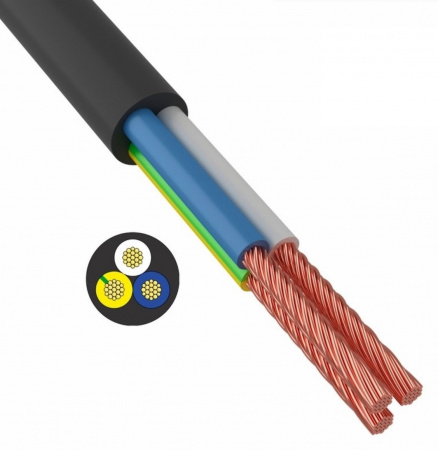 Провод соединительный ПВС 3x1,5 мм² 150 м черный ГОСТ 7399-97 Фото