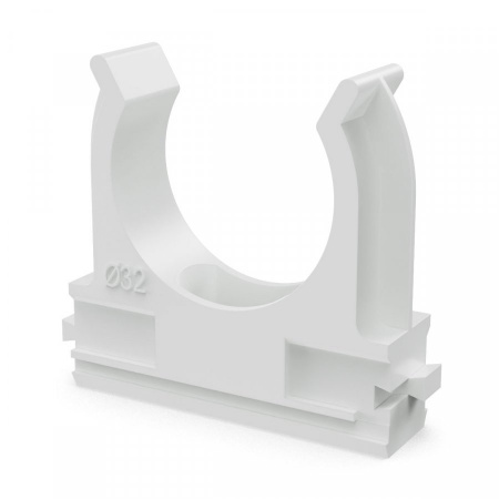 Крепёж-клипса для труб Полистирол белая d32 мм (500шт) Промрукав Фото