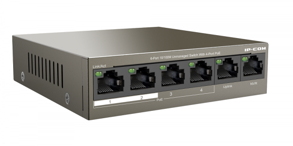 F1106P-4-63W 6-портовый настольный PoE коммутатор 10/100 Мбит/с с 4-портами PoE. Фото