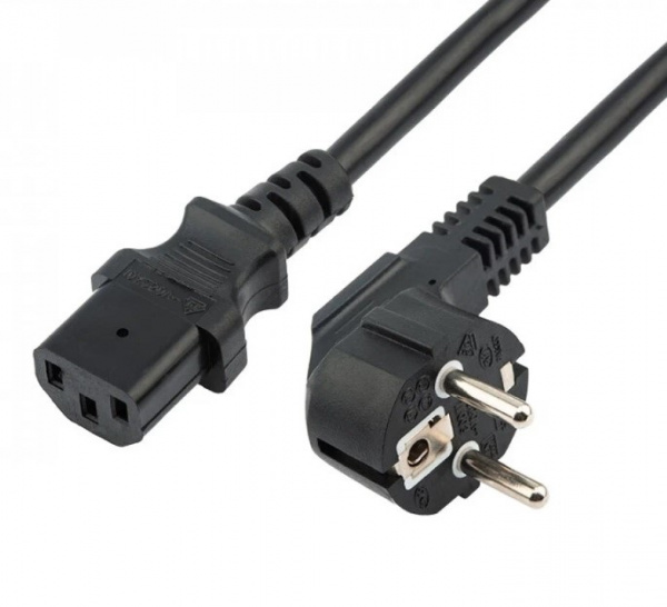 Шнур сетевой, евровилка угловая - евроразъем С13, кабель 3x0,75 мм², длина 1,8 метра (PE пакет) REXANT Фото