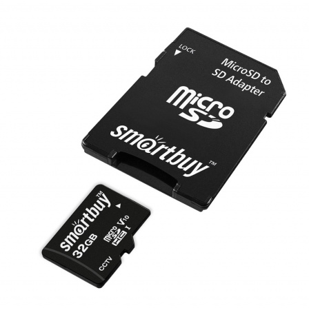 Карта памяти 32GB MicroSD Smart Buy Class 10 UHS-I V10 для видеонаблюдения + SD адаптер Фото