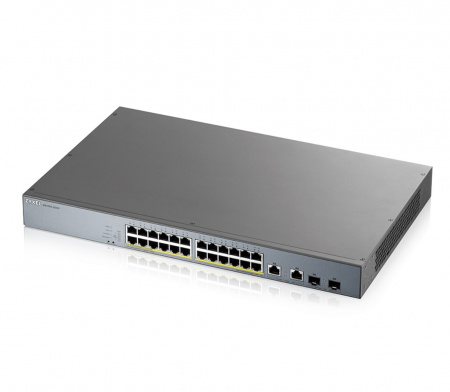 L2 коммутатор PoE+ для IP-видеокамер Zyxel GS1350-26HP, 24xGE PoE+, 2xCombo (SFP/RJ-45), бюджет PoE  Фото