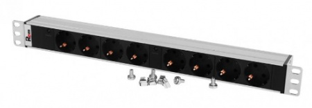 R-32-8S-I-440-K Блок розеток Rem-32 с инд., 8 Schuko, 32A, алюм., 19 R-32-8S-I-440-K Блок розеток Rem-32 с инд., 8 Schuko, 32A, алюм., 19