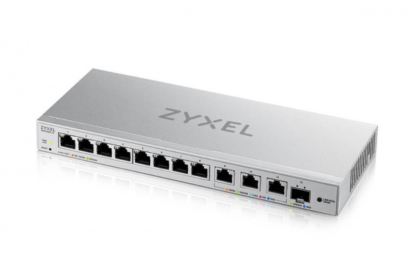 Мультигигабитный Smart L2 коммутатор Zyxel XGS1250-12, 8xGE, 3x1/2,5/5/10G, 1xSFP+, кнопка LED ECO Mode, настольный Фото